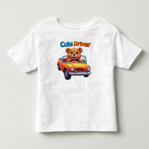 Camiseta De Bebé Conductor de oso lindo Coche Colorido Escena Diver
