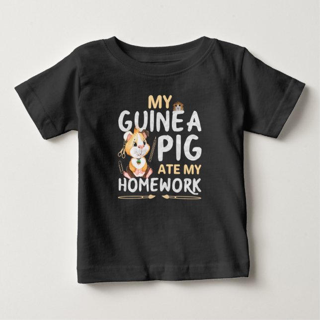 Camiseta De Bebé Conejillo de Indias Adorable Se Comió Mi Tarea (Anverso)