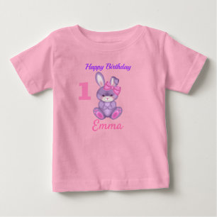 Camiseta De Bebé Conejitas Rosadas Lindas Cumpleaños Personalizado