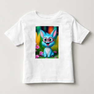 Camiseta De Bebé Conejito azul sonriente lindo con lentes de gafas-