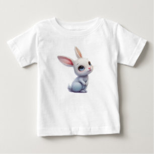 Camiseta De Bebé Conejito blanco lindo con grandes ojos azules