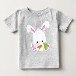 Camiseta De Bebé Conejito, Conejo Blanco, Conejito Pequeño, Zanahor