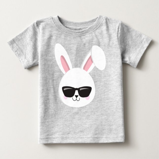 Camiseta De Bebé Conejito, Conejo Blanco, Conejo Con Gafas De Sol (Anverso)