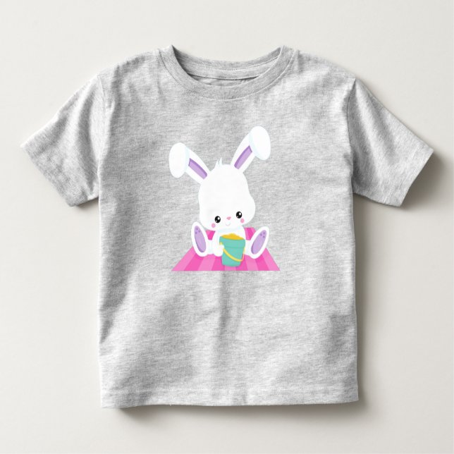 Camiseta De Bebé Conejito, Conejo Blanco, Conejo Infantil, Cubo De  (Anverso)