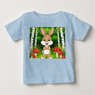 Camiseta De Bebé Conejito de dibujos animados lindo se para en un b