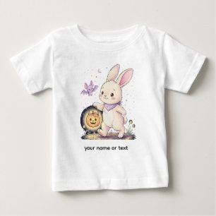 Camiseta De Bebé Conejito de Halloween con linterna de calabaza y m
