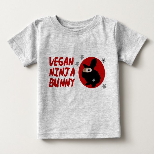 Camiseta De Bebé Conejito de Ninja del vegano (Anverso)
