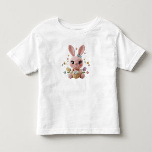 Camiseta De Bebé Conejito de Pascua Adorable Crochet Estilo Arte Pa