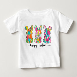 Camiseta De Bebé Conejito de Pascua Feliz Brillante