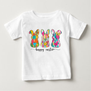 Camiseta De Bebé Conejito de Pascua Feliz Brillante