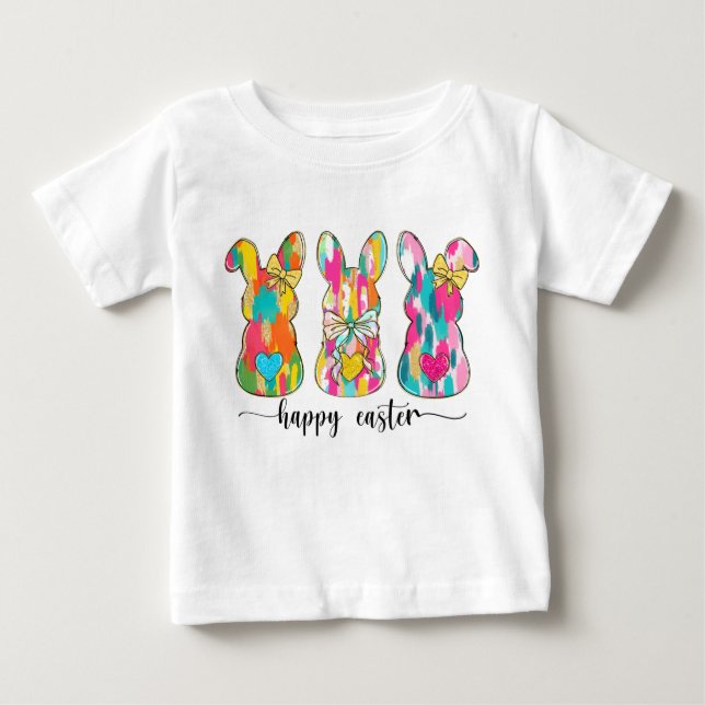 Camiseta De Bebé Conejito de Pascua Feliz Brillante (Anverso)