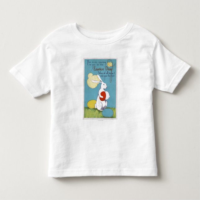 Camiseta De Bebé Conejito de Pascua GreetingEaster que sostiene los (Anverso)