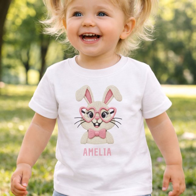 Camiseta De Bebé Conejito de Pascua lindo con gafas (Subido por el creador)
