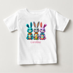 Camiseta De Bebé Conejito de Pascua lindo y colorido
