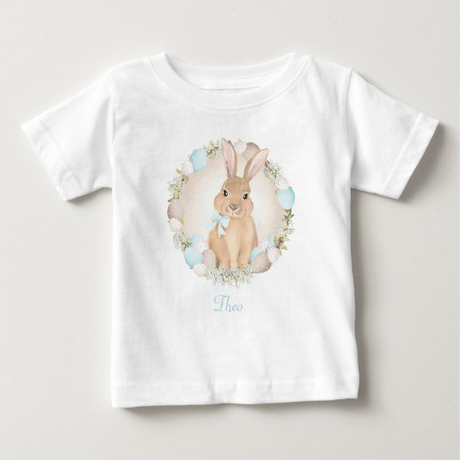Camiseta De Bebé Conejito de Pascua, niño bebé personalizado (Anverso)