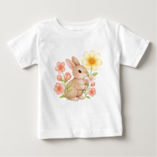 Camiseta De Bebé Conejito Floral Bebe Adorable