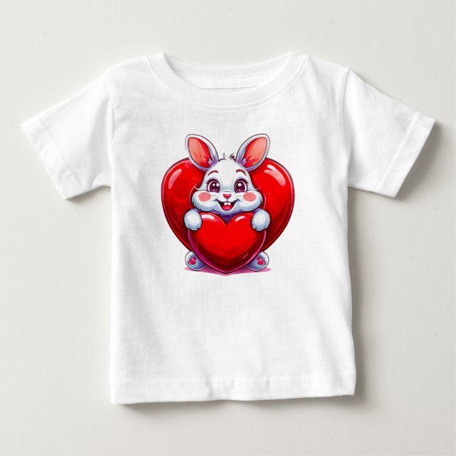 Camiseta De Bebé 🐰💖 Conejito Glosado Corazón Regalo de Bebé ✨ (Anverso)