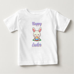 Camiseta De Bebé Conejito lindo de primavera/Pascua con huevo