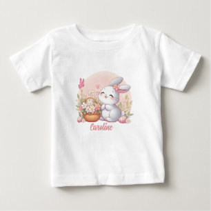 Camiseta De Bebé Conejito lindo de primavera/Pascua con huevo