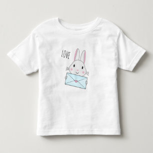 Camiseta De Bebé Conejito lindo y adorable sosteniendo Carta de Amo