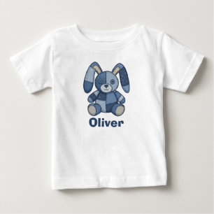 Camiseta De Bebé Conejito Mono de Mezcla de Denim 
