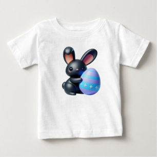 Camiseta De Bebé Conejito negro festivo con huevo decorado