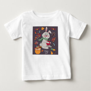 Camiseta De Bebé Conejito otoñal lindo con texto personalizado