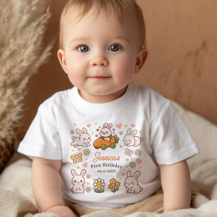 Camiseta De Bebé Conejitos de Pascua Divertidos Cumpleaños número 1