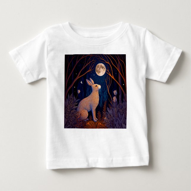 Camiseta De Bebé Conejo a la luz de la luna (Anverso)