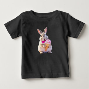 Camiseta De Bebé Conejo Adorable Comer Helado Crema Bebé Camiseta