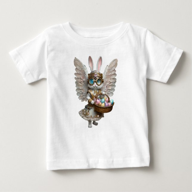 Camiseta De Bebé Conejo Ángel de Pascua Steampunk (Anverso)
