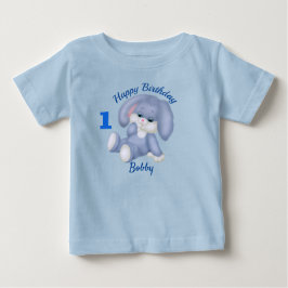 Camiseta De Bebé Conejo Azul Niños Cumpleaños 1er Nombre Personaliz