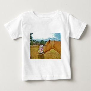 Camiseta De Bebé Conejo blanco y caballo amarillo