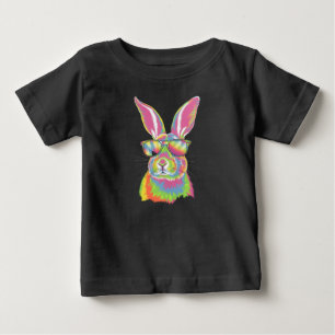 Camiseta De Bebé Conejo Cara Linda Gafas de Conejo Pascua Tie Dye