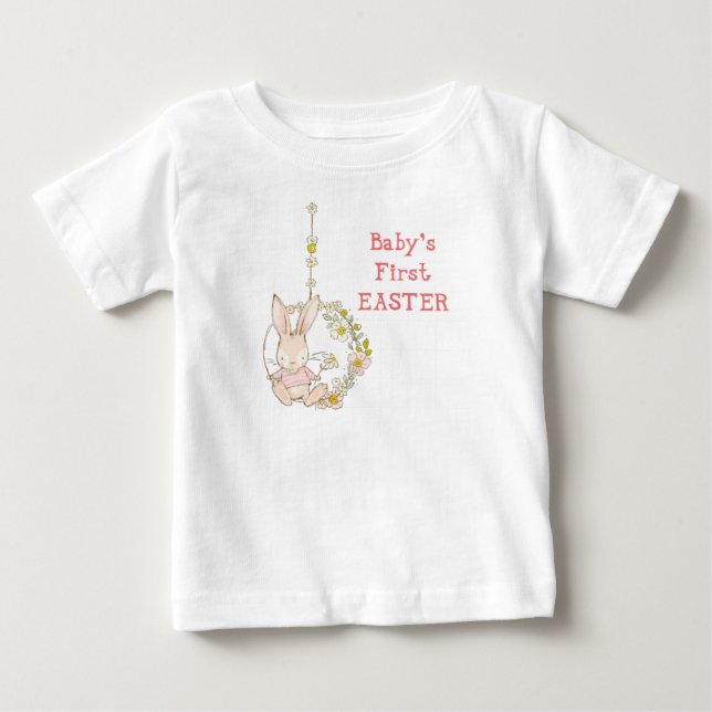 Camiseta De Bebé Conejo chica de Pascua en la flor (Anverso)
