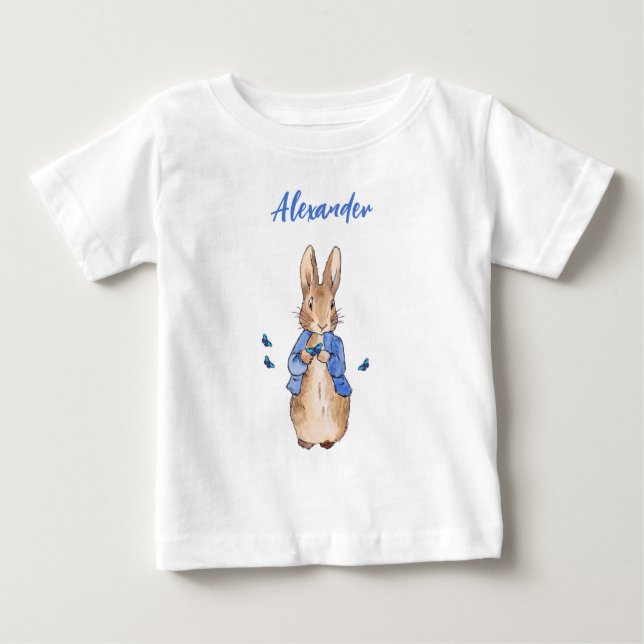 Camiseta De Bebé Conejo clásico azul chaqueta de conejo (Anverso)