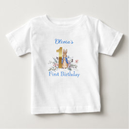 Camiseta De Bebé Conejo clásico con chaqueta azul