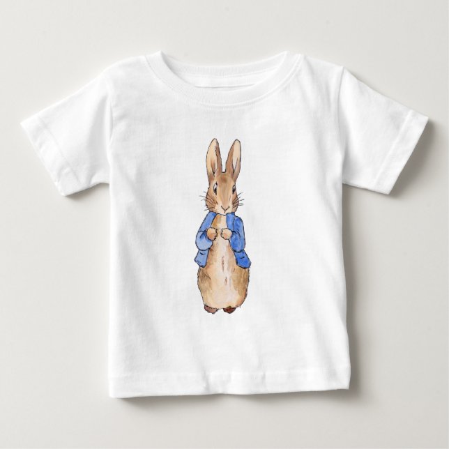 Camiseta De Bebé Conejo clásico con chaqueta azul (Anverso)
