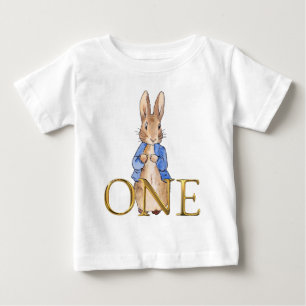 Camiseta De Bebé Conejo clásico con chaqueta azul Cumpleaños primer