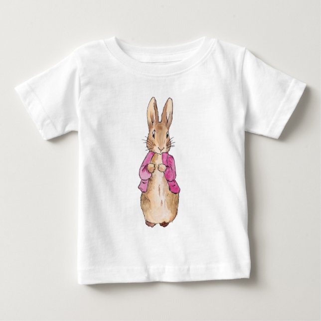 Camiseta De Bebé Conejo clásico con chaqueta rosa (Anverso)