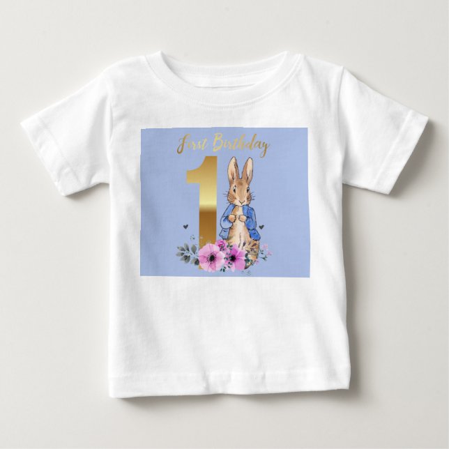 Camiseta De Bebé Conejo clásico Primer cumpleaños (Anverso)