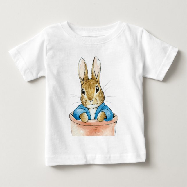 Camiseta De Bebé Conejo clásico sentado en una maceta (Anverso)
