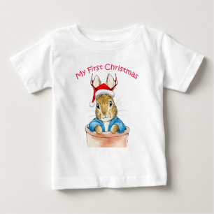 Camiseta De Bebé Conejo clásico sentado en una maceta con sombrero 