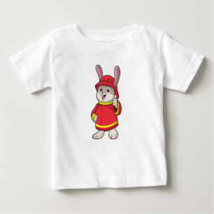 Camiseta De Bebé Conejo como bombero con casco