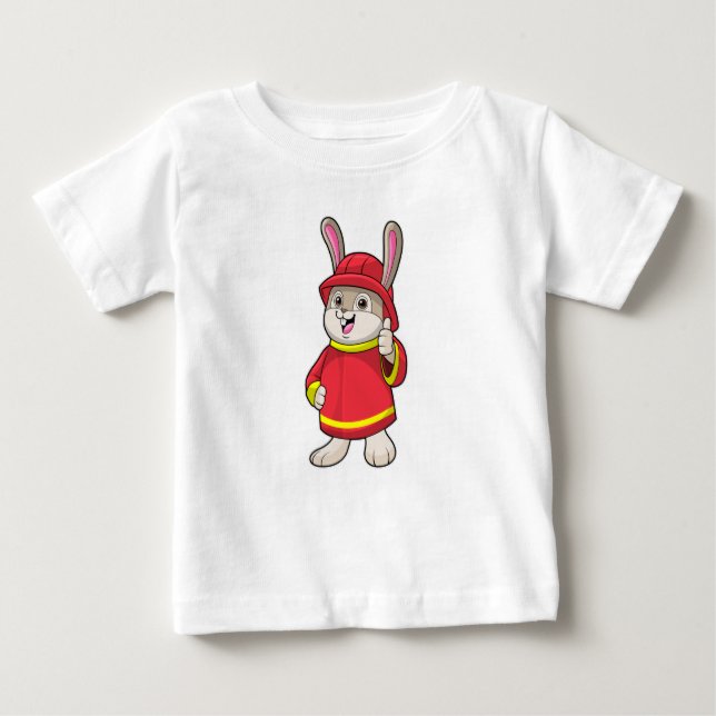 Camiseta De Bebé Conejo como bombero con casco (Anverso)