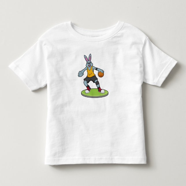 Camiseta De Bebé Conejo como jugador de baloncesto con baloncesto (Anverso)