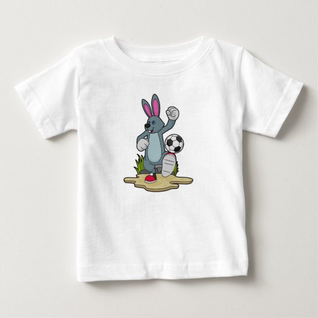 Camiseta De Bebé Conejo como jugador de fútbol con fútbol (Anverso)