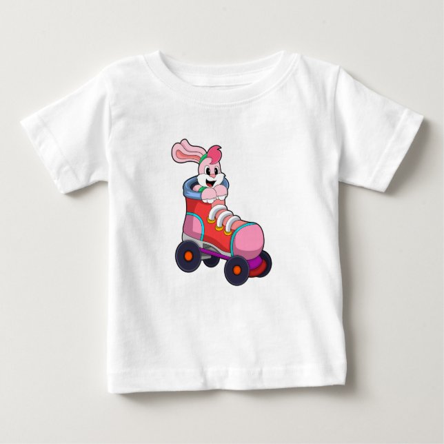 Camiseta De Bebé Conejo como patinador en línea con patines en líne (Anverso)