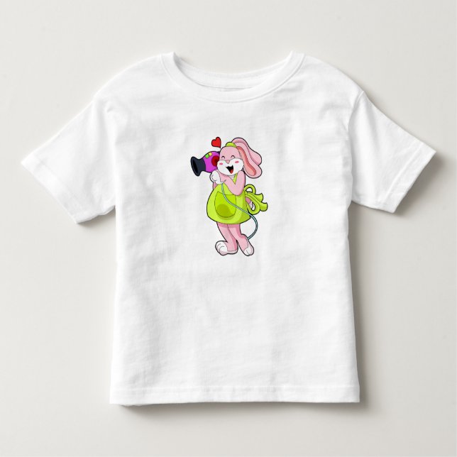Camiseta De Bebé Conejo como peluquería con secador de pelo (Anverso)