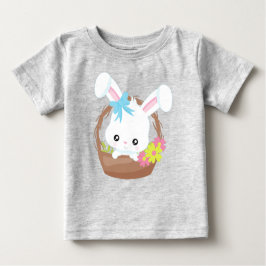 Camiseta De Bebé Conejo, Conejo Blanco, Flores, Cesta